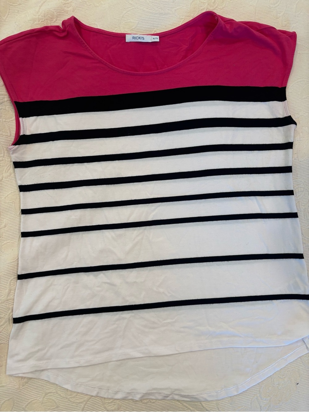 Ricki's Pink, Black & White Striped Tank Top